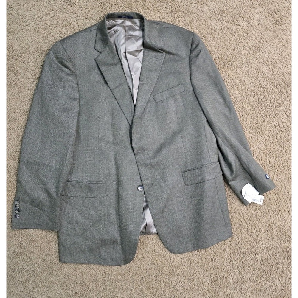 New Hart Schaffner Marx 46R Blazer Sport Coat  Herringbone Worsted Wool Flawed
